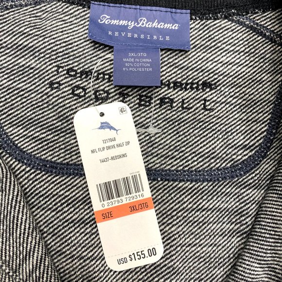 NWT Washington Redskins Tommy‎ Bahama Reversible Zip Sweatshirt - Picture 14 of 14